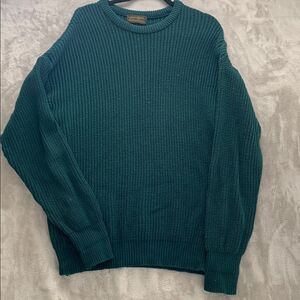 EDDIE BAUER |  UNISEX HEAVY OVER SIZED VTG CABLE KNIT SWEATER | EMERALD GREEN